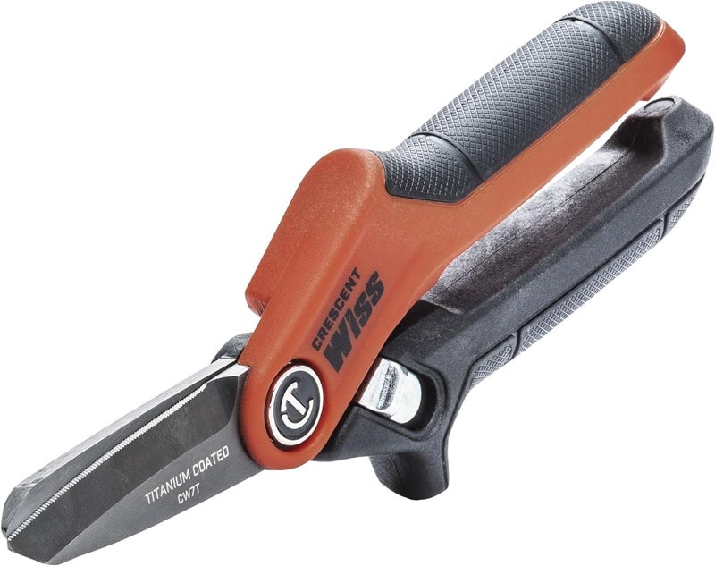 Wiss Crescent Wiss 7-1/2" Titanium Coated Tradesman Utility Shears - Industrial Heavy Duty Utility Shears/Scissors for Cutting Leather, Wire, Cardboard - CW7T - Image 1